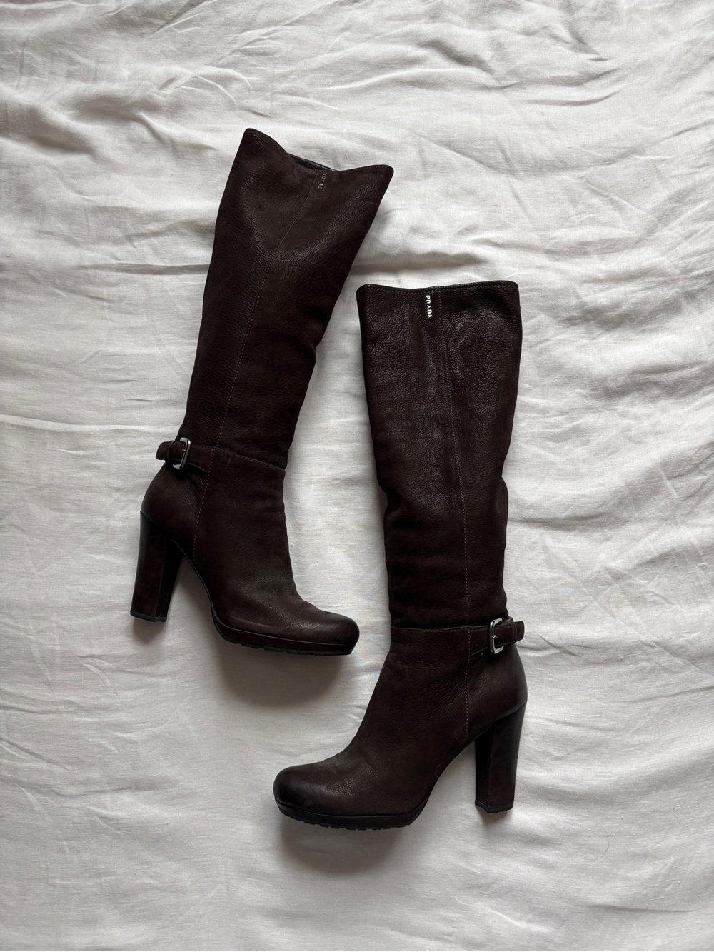 Vintage Prada Brown Leather Knee High Boots